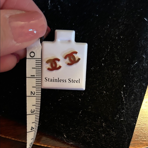 Gold Logo Stud Earrings - Picture 4 of 4